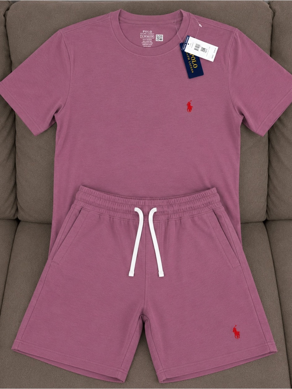 Polo Ralph Lauren pink tshirt and shorts set